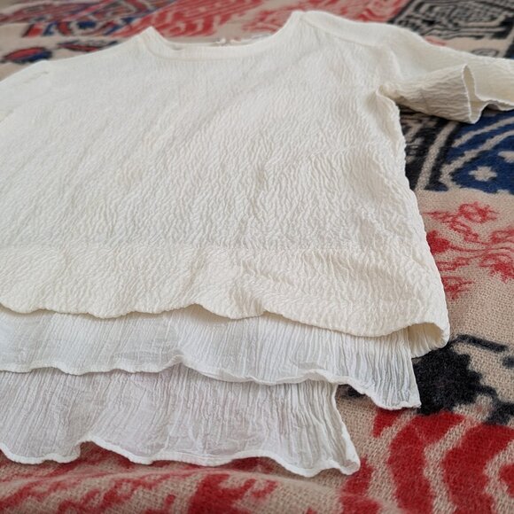 Helmut Lang short-sleeve white layered silk crepe top - size S - Picture 8 of 9